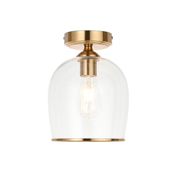 Endon Lighting - Ashcroft - 120622 - Aged Brass Clear Glass Flush Ceiling Light
