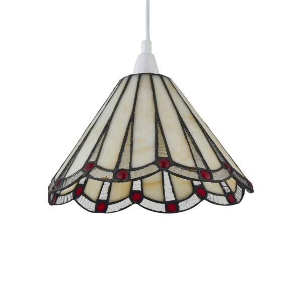 Ely - Tiffany Cream and Red Easy Fit Pendant Shade