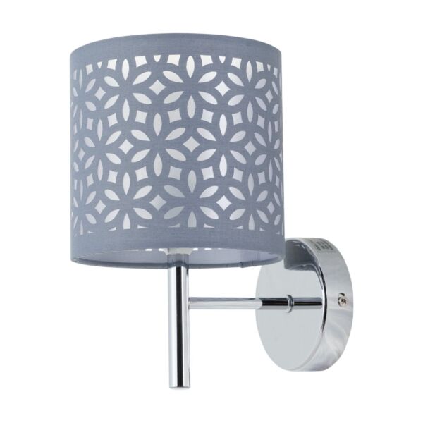 Brea - Chrome Wall Light with Grey Cut Out Shade