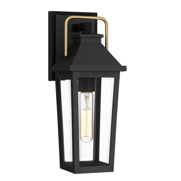 Quoizel Lighting - Buckley - QZ-BUCKLEY-S-MBK - Black Brass Clear Glass IP44 Outdoor Wall Light