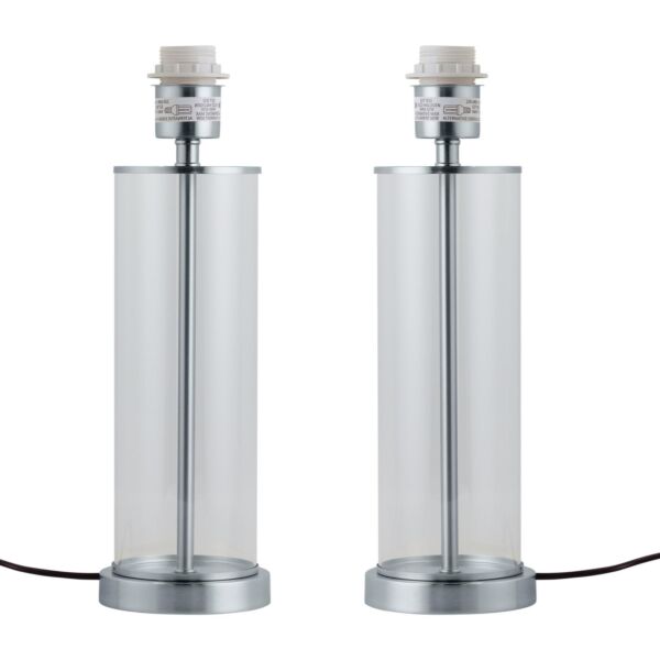 Set of 2 Aura - Chrome with Glass Column Table Lamp Bases