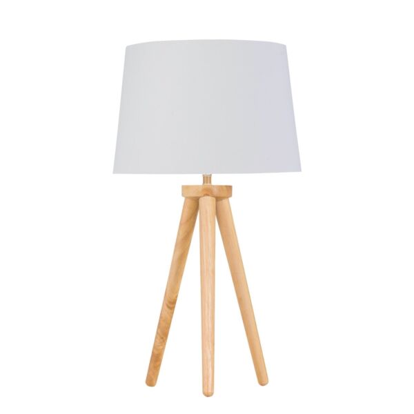 Voyage - Light Oak Table Lamp or Bedside Light with White & Gold Shade