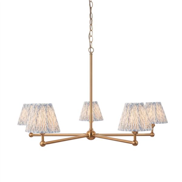 Endon Lighting - Santiago - 115011 - Aged Brass Blue 5 Light Ceiling Pendant Light