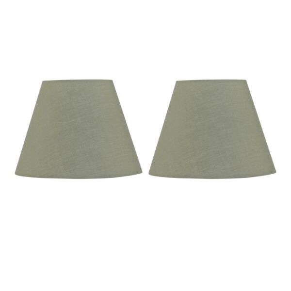 Set of 2 Sage Green Cotton 20cm Diameter Tapered Fabric Lamp Shades