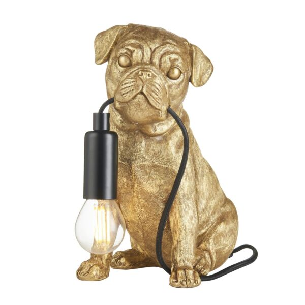 Endon Lighting - Pug puppy - 107324 - Vintage Gold Black Table Lamp