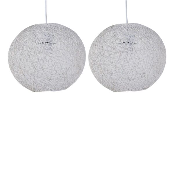 Set of 2 Abaca - White 10" Globe Ceiling Light Shades
