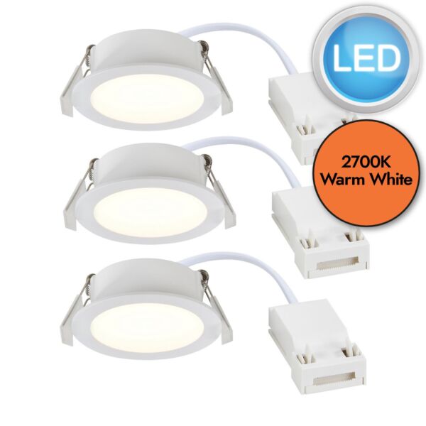 Nordlux - Set of 3 Olea - 2510400101 - LED White IP65 Bathroom Recessed Ceiling Downlights