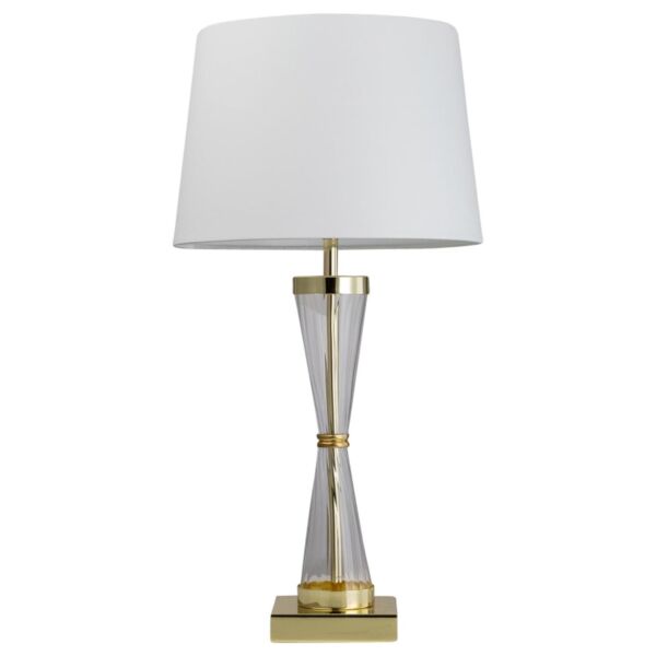 Gold Plated Table Touch Light with White Cotton Fabric Shade