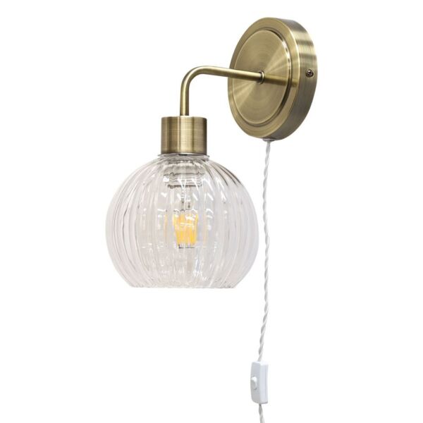 Toby - Antique Brass Plug in Wall Light