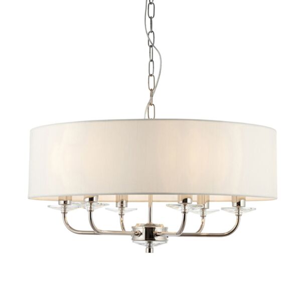 Endon Lighting - Nixon - 60179 - Nickel Vintage White 6 Light Ceiling Pendant Light