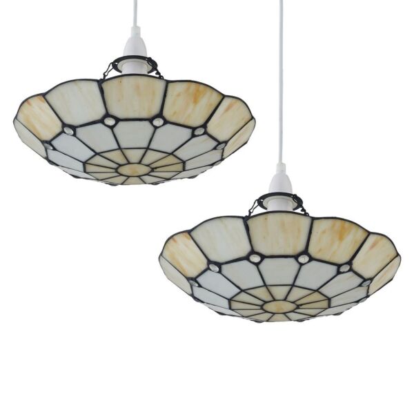 Set of 2 Brixham - Tiffany Uplighter Easy Fit Pendant Shades