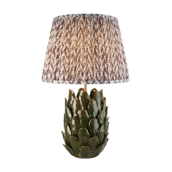 Endon Lighting - Layered Leaf & Leaf 35cm - 116440 - Olive Green Aged Brass Grey Ceramic Table Lamp With Shade