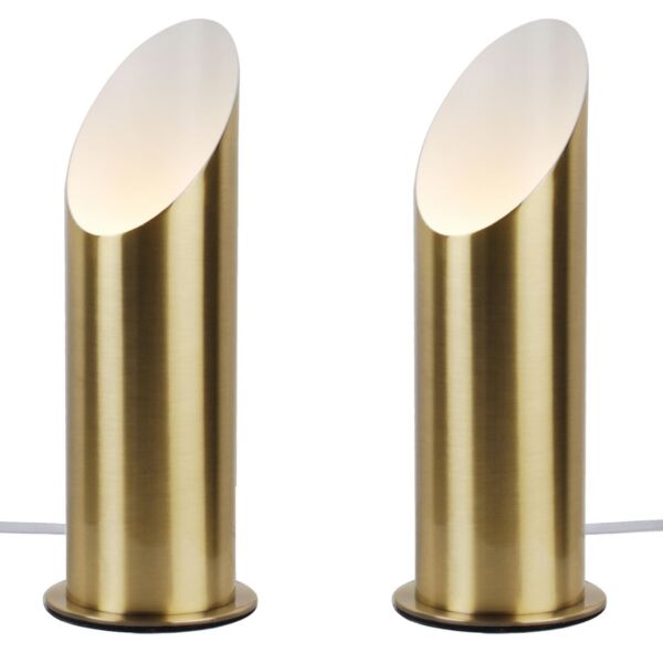 Set of 2 Antique Brass Tubular Floor Uplights