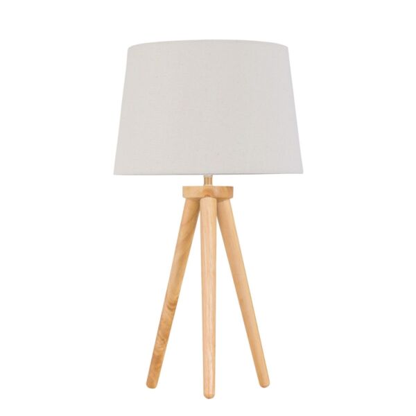 Voyage - Light Oak Table Lamp or Bedside Light with Linen Shade
