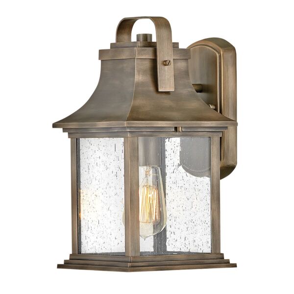Quintiesse - Grant - QN-GRANT-S-BU - Burnished Bronze Clear Seeded Glass IP44 Outdoor Wall Light
