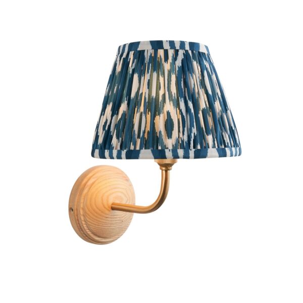 Endon Lighting - Wood Arc & Ikat 20cm - 116098 - Ash Wood Blue Wall Light