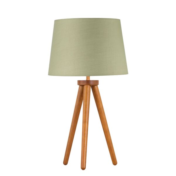 Voyage - Dark Oak Table Lamp or Bedside Light with Sage Green Shade