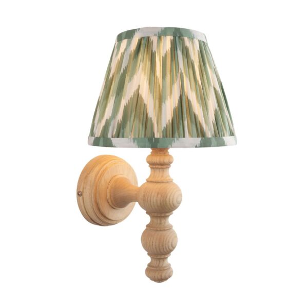 Endon Lighting - Bibury & Zigzag 20cm - 114327 - Ash Wood Aged Brass Green Wall Light