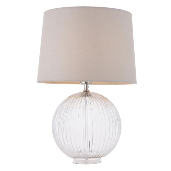 Endon Lighting - Jemma - 92892 - Clear Ribbed Glass Natural Table Lamp With Shade