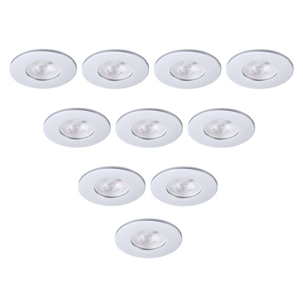Saxby Lighting - Set of 10 Saxby ShieldONE 65 - 113277 & 113321 - Antique Silver Fixed Recessed Fire Rated Ceiling Downlights