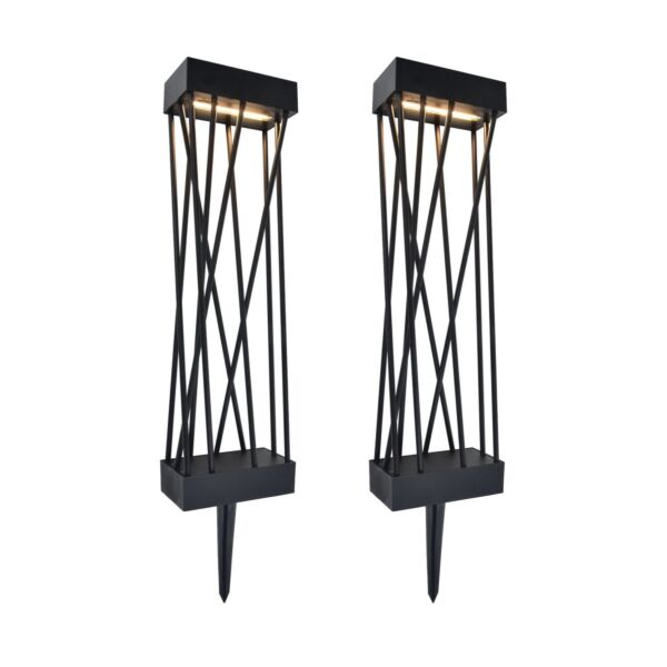 Set of 2 Spido - LED Black Clear Glass IP54 Solar Outdoor Spike Lights