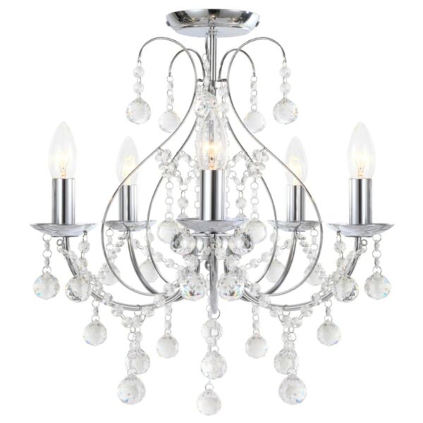 Chrome 5 Light Crystal Chandelier