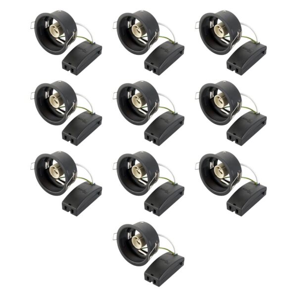 Saxby Lighting - Set of 10 Saxby ShieldONE 75 - 113322 - Black Recessed Fire Rated Ceiling Downlights