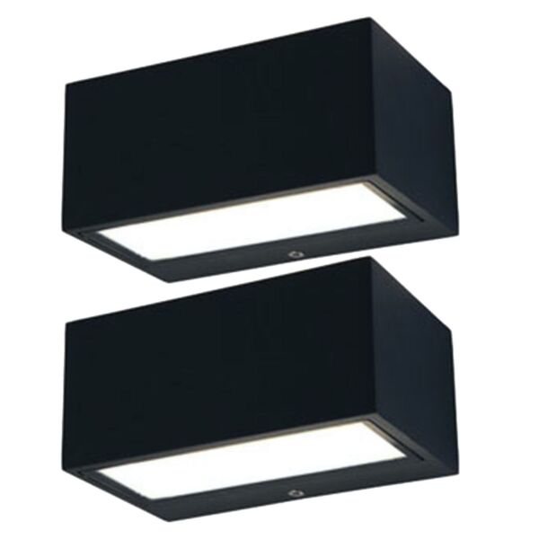 Set of 2 Gemini - LED Black Clear Glass IP54 3000K Outdoor Wall Washer Lights