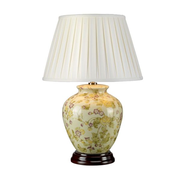 Elstead Lighting - Yellow Flowers - YELLOWFLOWERS-TL - Yellow Purple Aged Brass Ivory Ceramic Table Lamp With Shade