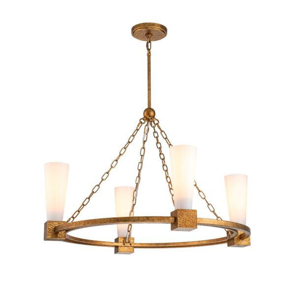 Elstead Lighting - Kristy - KRISTY4-DG-OPAL - Distressed Gold Opal Glass 4 Light Ceiling Pendant Light