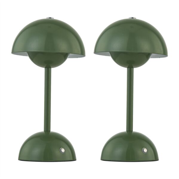 Eleanor - Sage Green LED Rechargeable Touch Table Lamps Twin Pack