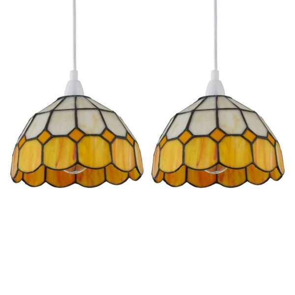 Set of 2 Oxford - Amber Tiffany Easy Fit Pendant Shades