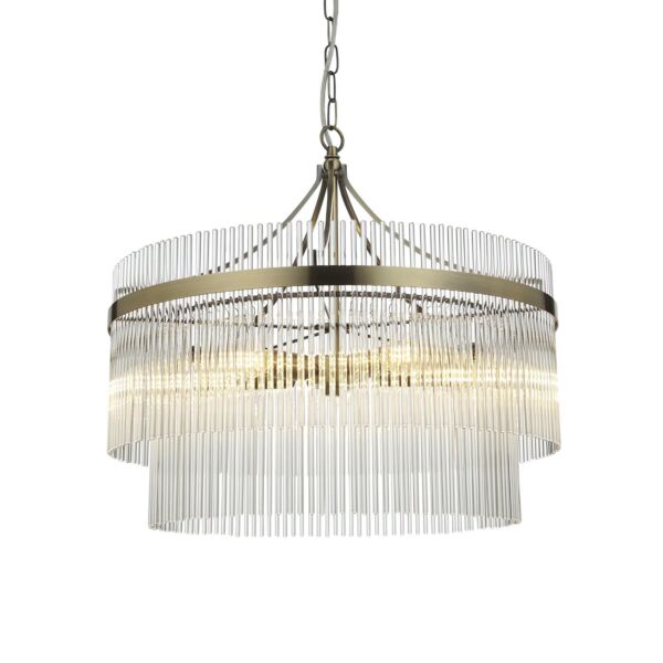 Endon Lighting - Marietta - 99166 - Antique Brass Clear Glass 5 Light Ceiling Pendant Light