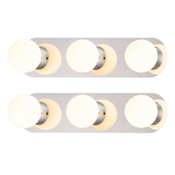 Set of 2 Iris - Chrome with Opal Glass Bathroom LED Wall lights