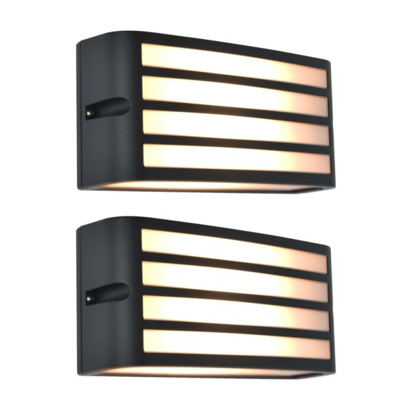 Set of 2 Zebra - Dark Grey Opal IP44 Solar Outdoor Wall Washer Lights