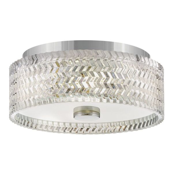 Hinkley Lighting - Elle - HK-ELLE-F-S-CM - Chrome Clear Frosted Glass 2 Light Flush Ceiling Light