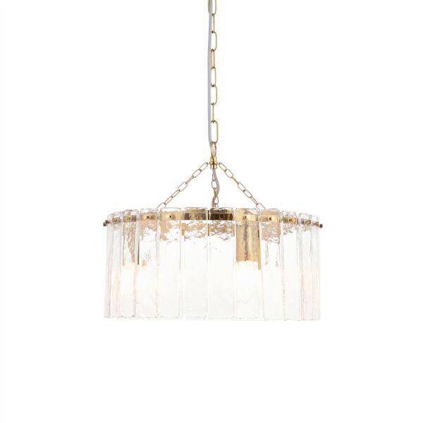 Endon Lighting - Karine - 118467 - Aged Brass Clear Textured Glass 3 Light Ceiling Pendant Light