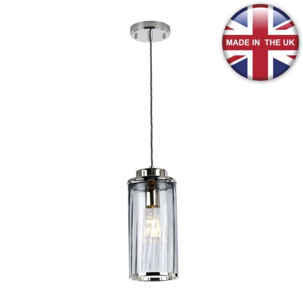 Elstead Lighting - Reno - RENO-P-SMOKE - Nickel Smoked Glass Ceiling Pendant Light