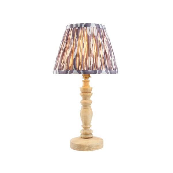 Endon Lighting - Bibury & Ikat 16cm - 115928 - Ash Wood Aged Brass Grey Table Lamp With Shade
