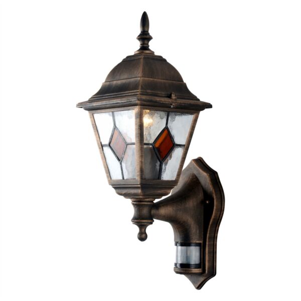 Morecambe - Black with Brushed Gold Motion Sensor Outdoor Wall Light