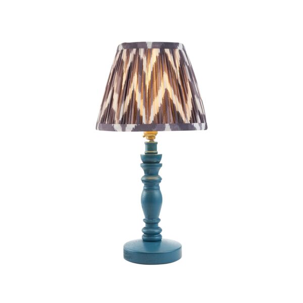 Endon Lighting - Bibury & Zigzag 20cm - 115083 - Blue Aged Brass Grey Table Lamp With Shade