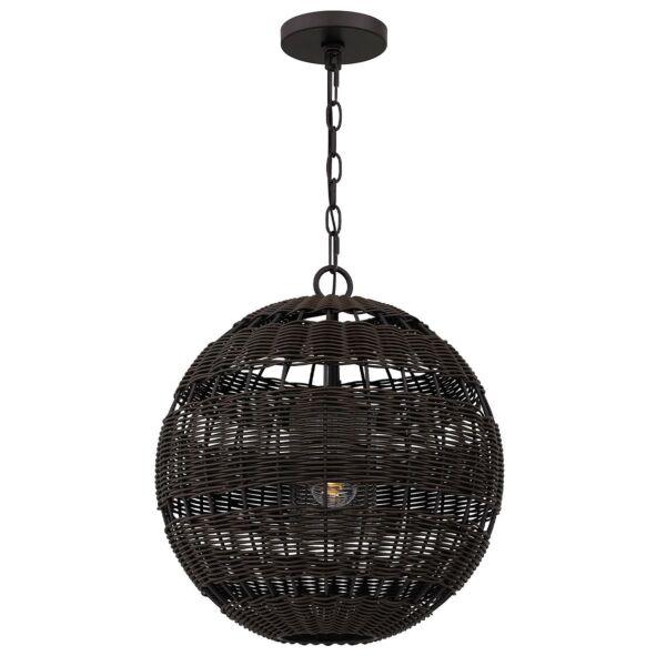 Quoizel Lighting - Lindendale - QZ-LINDENDALE-P-WT - Western Bronze Clear Glass Black Rattan IP44 Outdoor Ceiling Pendant Light