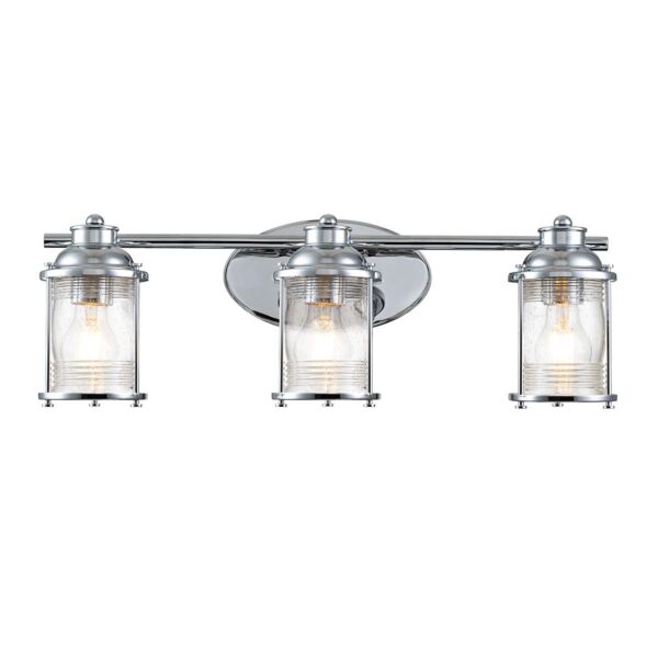 Quintiesse - Ashland Bay - QN-ASHLANDBAY3-PC-BATH - Chrome Clear Seeded Glass 3 Light IP44 Bathroom Wall Light