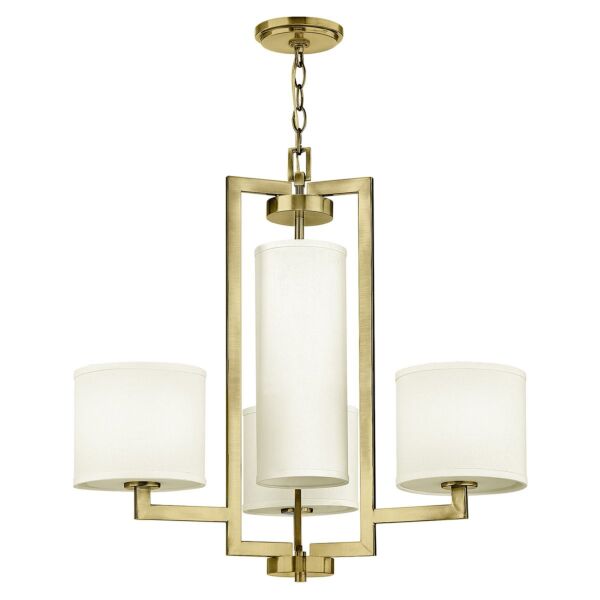 Hinkley Lighting - Hampton - HK-HAMPTON4-BB - Brushed Brass White 4 Light Ceiling Pendant Light