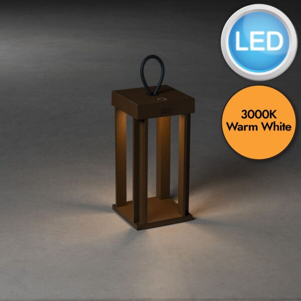 Konstsmide - Cannes - 7819-970 - LED Rustic Brown IP54 Battery Outdoor Portable Lamp