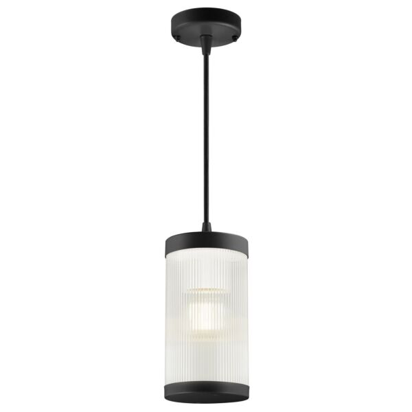 Nordlux - Coupar - 2218053003 - Black Clear Ribbed Glass IP54 Outdoor Ceiling Pendant Light