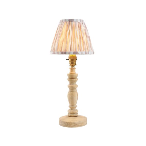 Endon Lighting - Bibury & Ikat 16cm - 115932 - Ash Wood Aged Brass Neutral Table Lamp With Shade