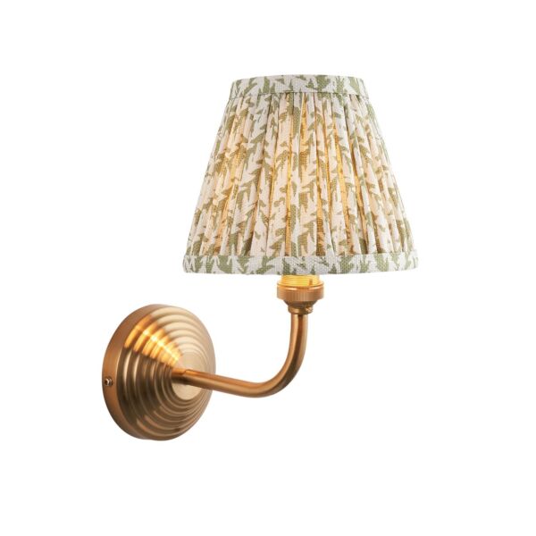 Endon Lighting - Obelisk Arc & Leaf 16cm - 115674 - Aged Brass Green Wall Light