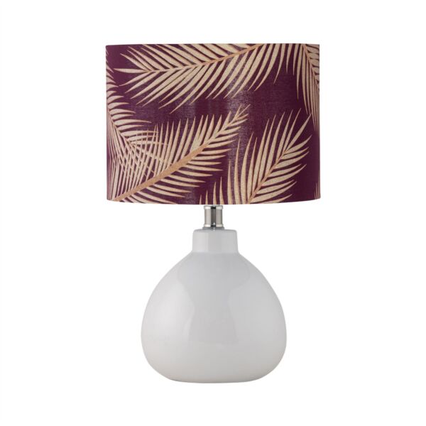 Tuscan - White Ceramic Lamp with Tropical Burgundy Shade