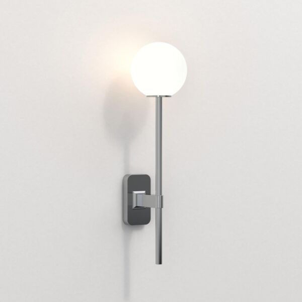 Astro Lighting - Tacoma Single Grande 1429003 & 5036001 - IP44 Polished Chrome Wall Light with White Glass Shade